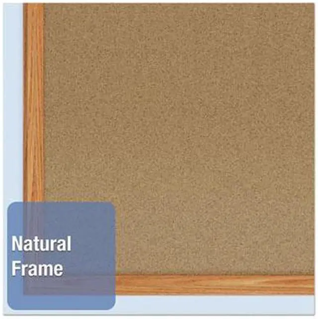 Alt view image 6 of 9 - Mead Bulletin Board, 36 in. H, 48 in. W, Oak  Includes Mounting Hardware 85367