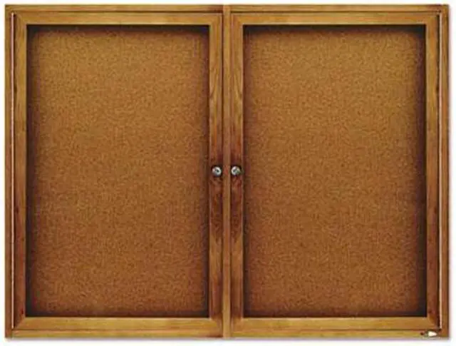 Alt view image 16 of 20 - Quartet Enclosed Bulletin Board Natural Cork/Fiberboard 48 x 36 Oak Frame 364