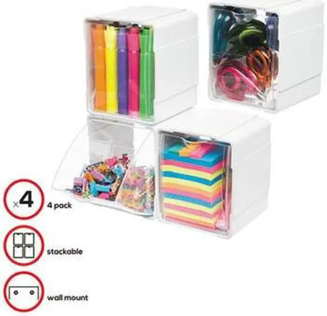 Alt view image 11 of 19 - deflecto Next Gen Interlocking Tilt Bin 4 3/4 x 5 1/4 x 5 5/8 White/Clear 421103