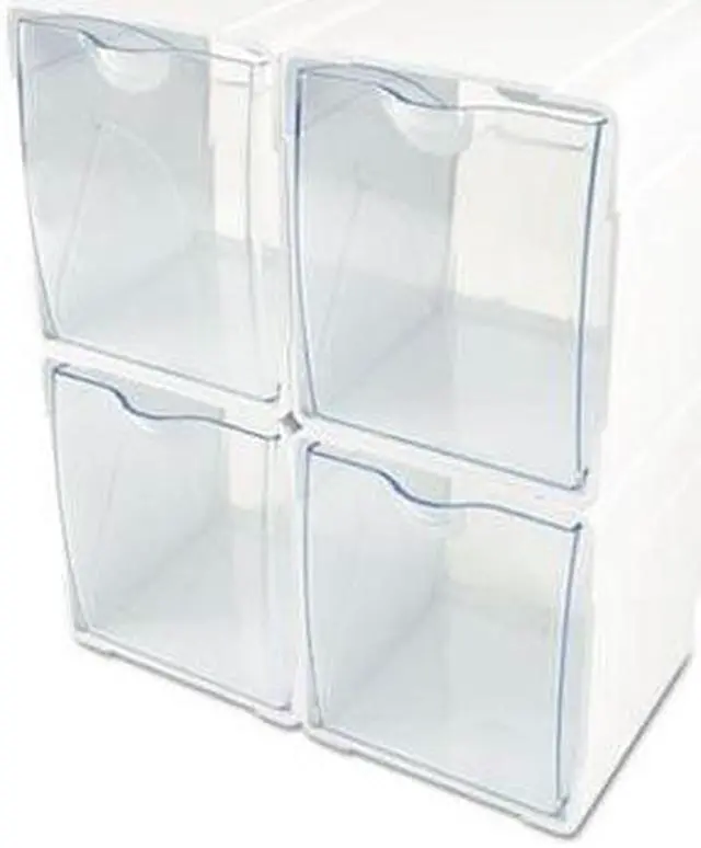 Alt view image 14 of 19 - deflecto Next Gen Interlocking Tilt Bin 4 3/4 x 5 1/4 x 5 5/8 White/Clear 421103