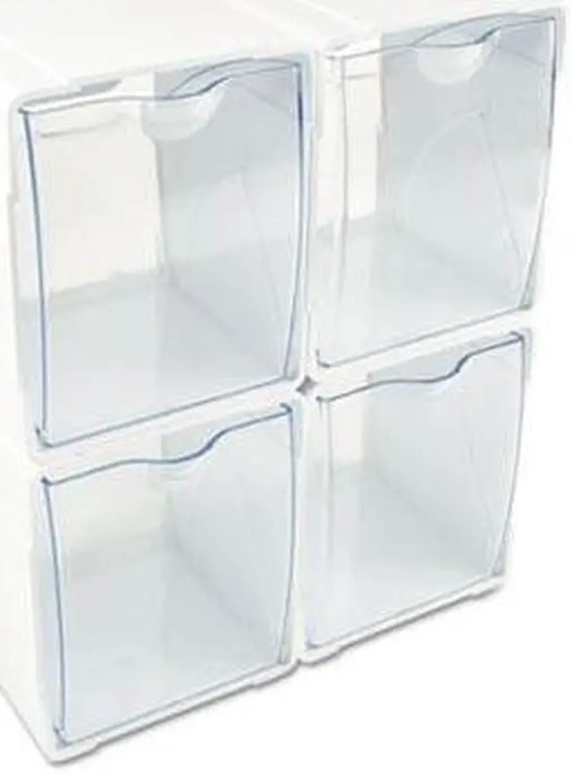 Alt view image 15 of 19 - deflecto Next Gen Interlocking Tilt Bin 4 3/4 x 5 1/4 x 5 5/8 White/Clear 421103