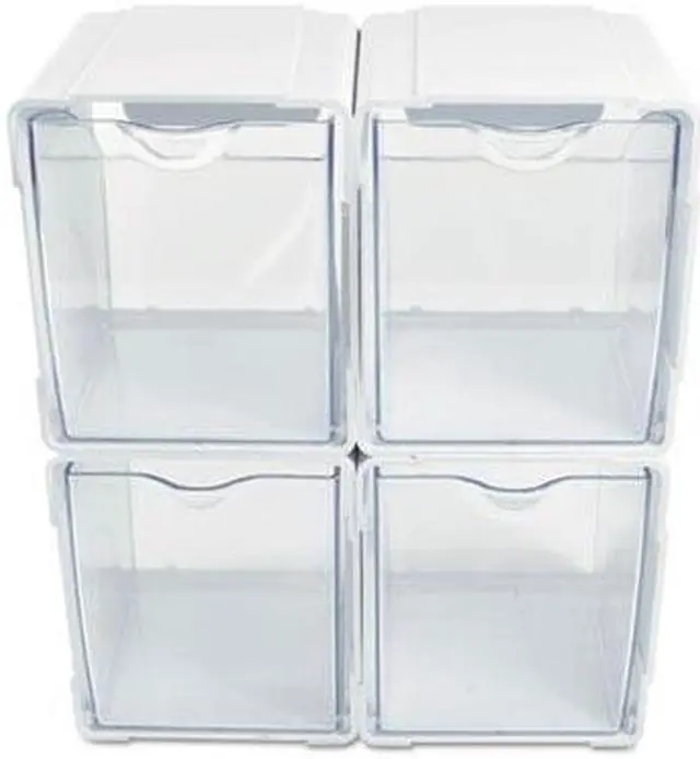 Alt view image 16 of 19 - deflecto Next Gen Interlocking Tilt Bin 4 3/4 x 5 1/4 x 5 5/8 White/Clear 421103
