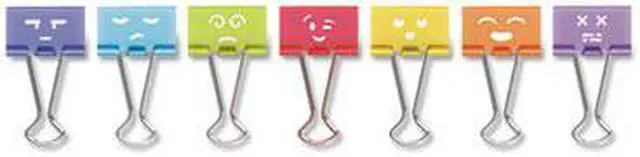 Alt view image 8 of 8 - Universal 31031 Emoji Themed Binder Clips, Assorted, Medium, 1 Inch Wide, 42/Pack