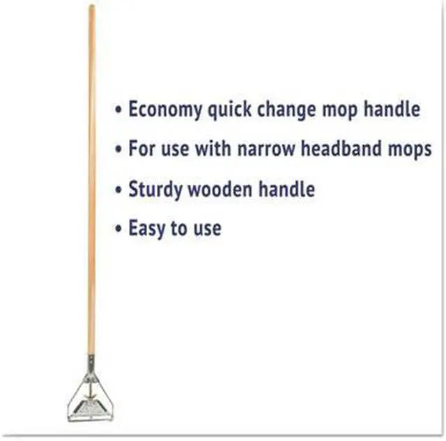 Alt view image 9 of 12 - Boardwalk Quick Change Metal Head Mop Handle for No. 20 & Up Heads 54in Wood