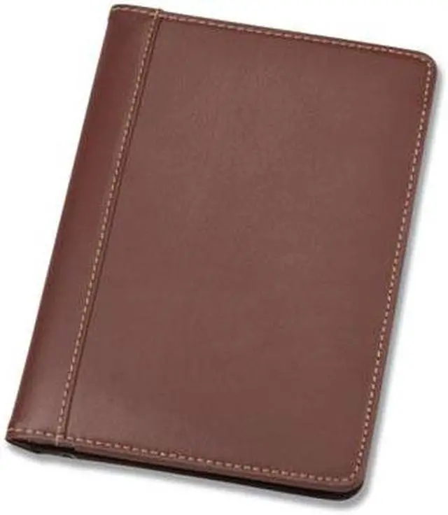 Alt view image 20 of 20 - Samsill Contrast Stitch Leather Padfolio 6 1/4w x 8 3/4h Open Style Brown 71736