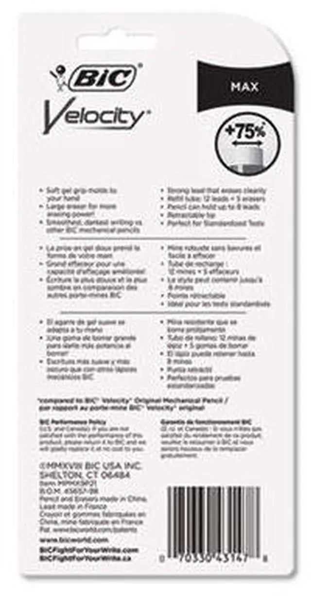 Alt view image 7 of 10 - Bic Pencil,Velcty Max 0.9,2pk MPMX9P21