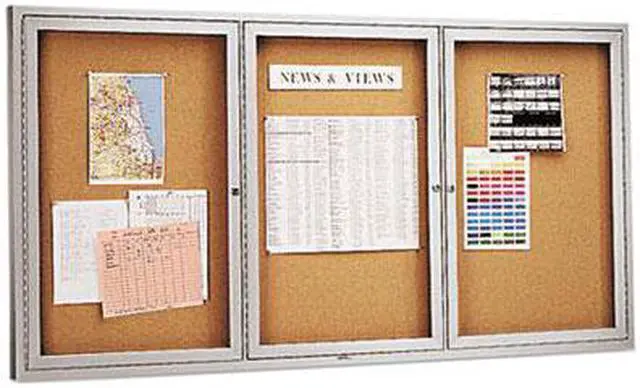 Alt view image 10 of 16 - Quartet Enclosed Bulletin Board Natural Cork/Fiberboard 72 x 36 Silver Aluminum Frame 2366