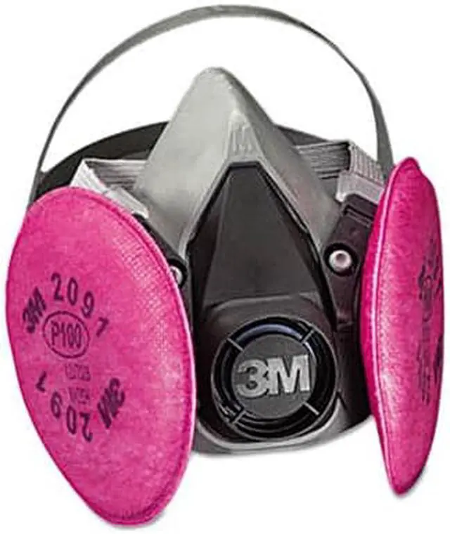 Alt view image 11 of 17 - 3M 07002 Half Facepiece Respirator 6291, Medium w/ Particulate Filters