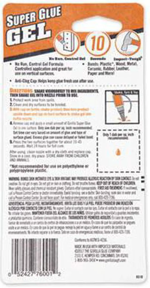 Alt view image 16 of 20 - Gorilla Super Glue Gel - 0.53 oz - 1 Each - Clear - OEM