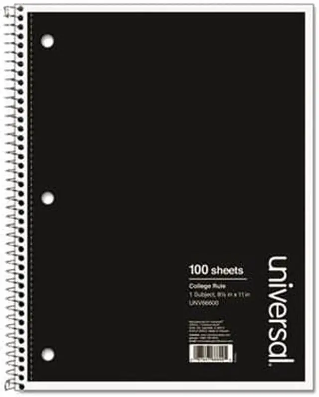 Alt view image 5 of 5 - Universal 1 Sub. Wirebound Notebook 11 x 8 1/2 College Rule 100 Sheets Black