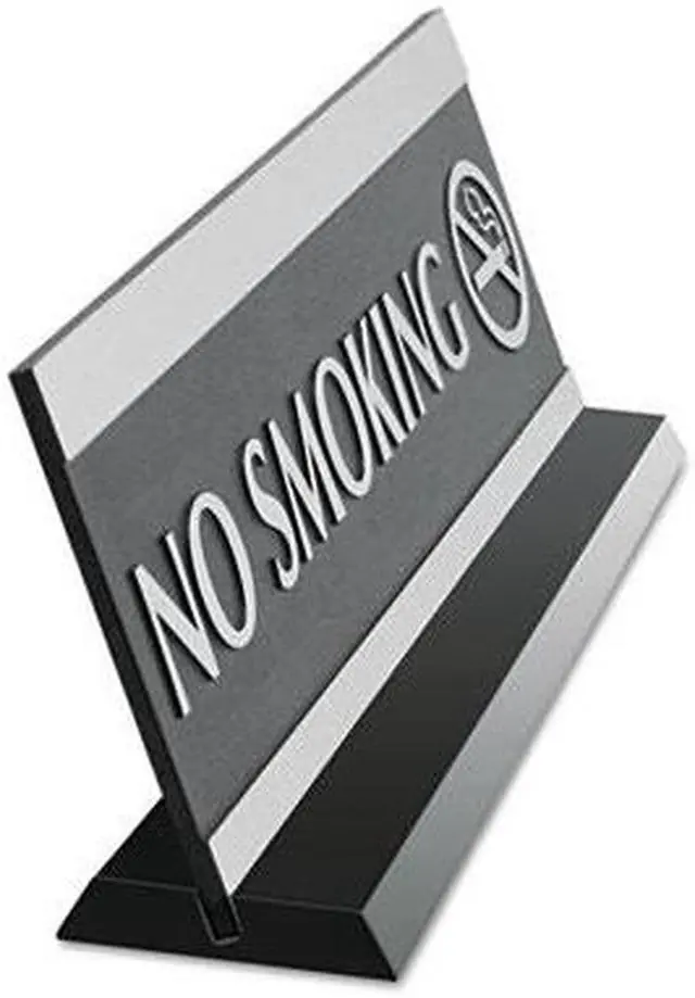 Alt view image 5 of 5 - Century Series Office Sign, No Smoking, 9 x 1/2 x 3, Black/Silver