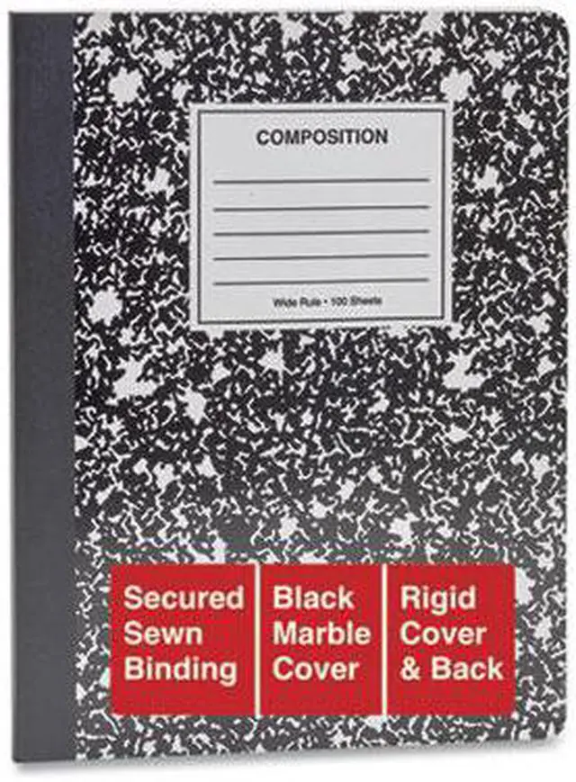 Alt view image 9 of 10 - Innovera 20930 Composition Book, Wide Rule, 9 3/4 X 7 1/2, White, 100 Sheets