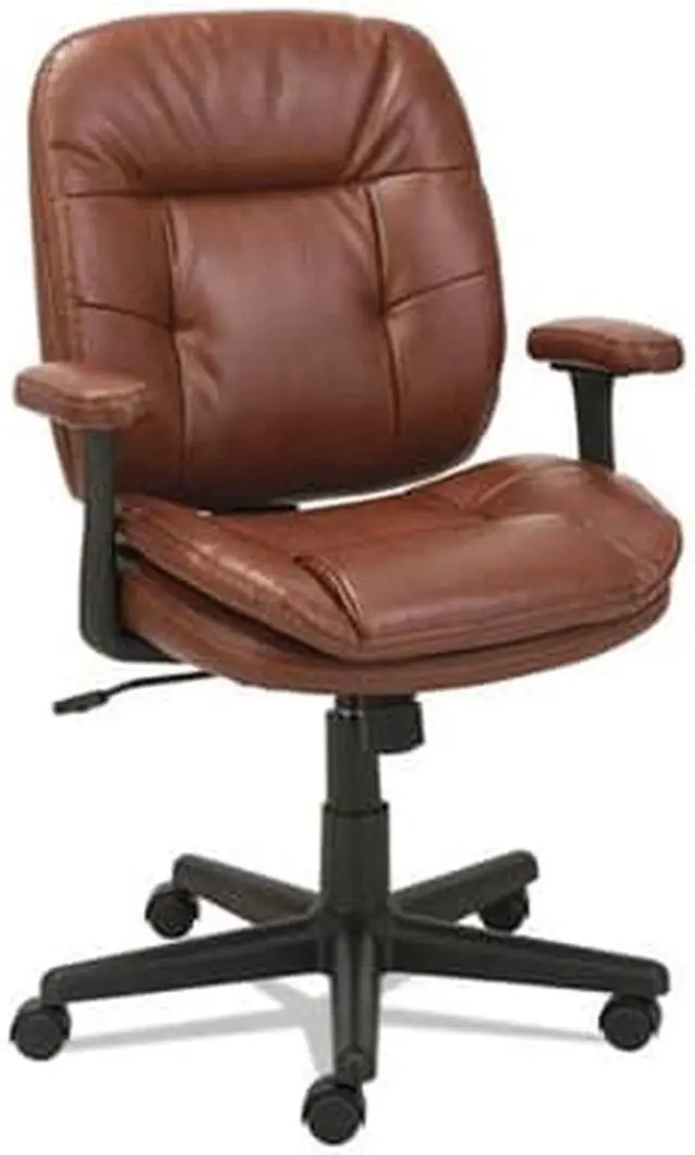 Alt view image 15 of 18 - OIF - OIFST4859 - Swivel/Tilt Leather Task Chair, Fixed T-Bar Arms, Chestnut Brown
