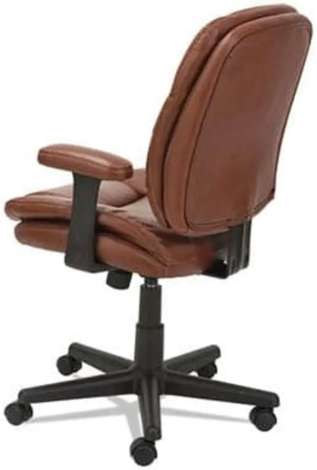 Alt view image 16 of 18 - OIF - OIFST4859 - Swivel/Tilt Leather Task Chair, Fixed T-Bar Arms, Chestnut Brown