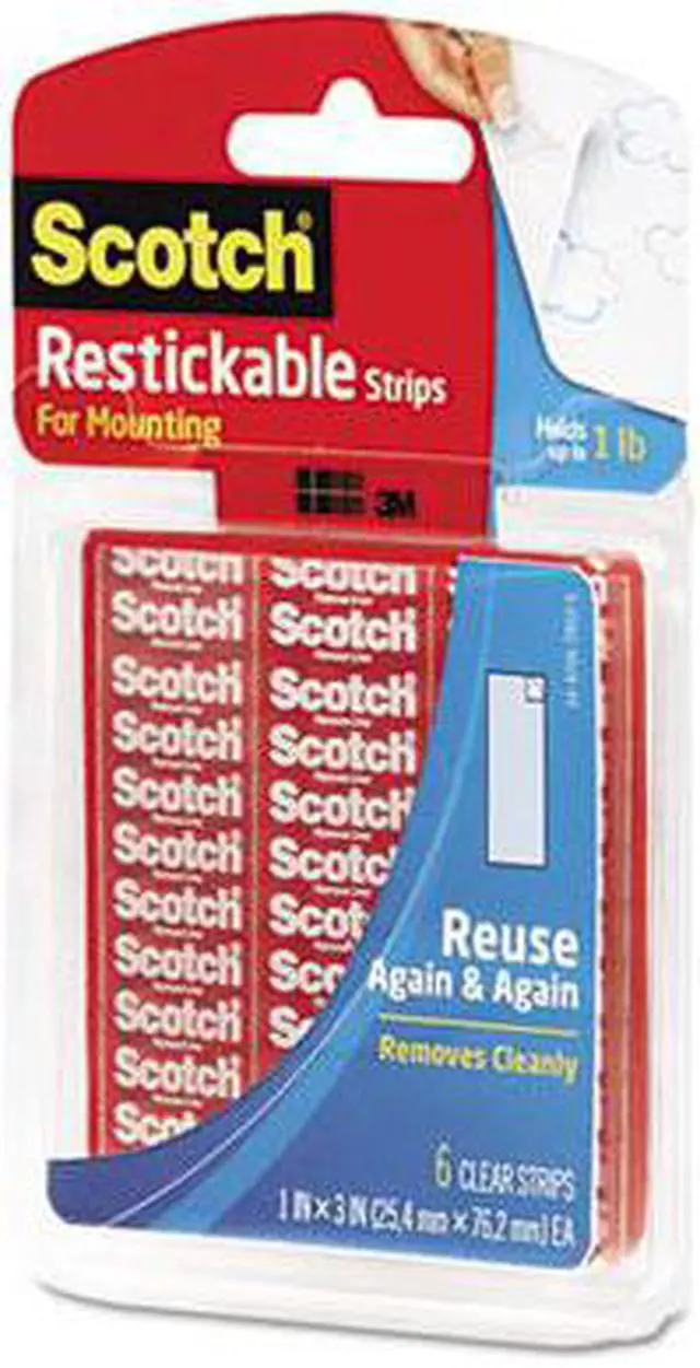 Alt view image 11 of 20 - Scotch Restickable Mounting Tabs 1" x 3" Clear 6/Pack R101