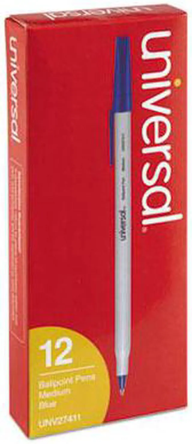 Alt view image 7 of 13 - UNIVERSAL Economy Ballpoint Stick Oil-Based Pen Blue Ink Medium Dozen 27411