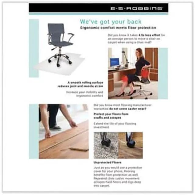 Alt view image 7 of 15 - ES Robbins 120123 AnchorBar Task Series Value Chair Mat for Carpet- Lip- 45w x 53l- Clear