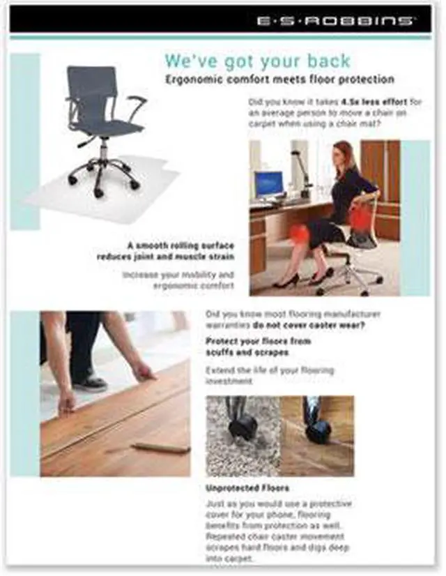 Alt view image 9 of 13 - ES Robbins 120321 AnchorBar Task Series Value Chair Mat for Carpet- Rectangle- 46w x 60l- Clear