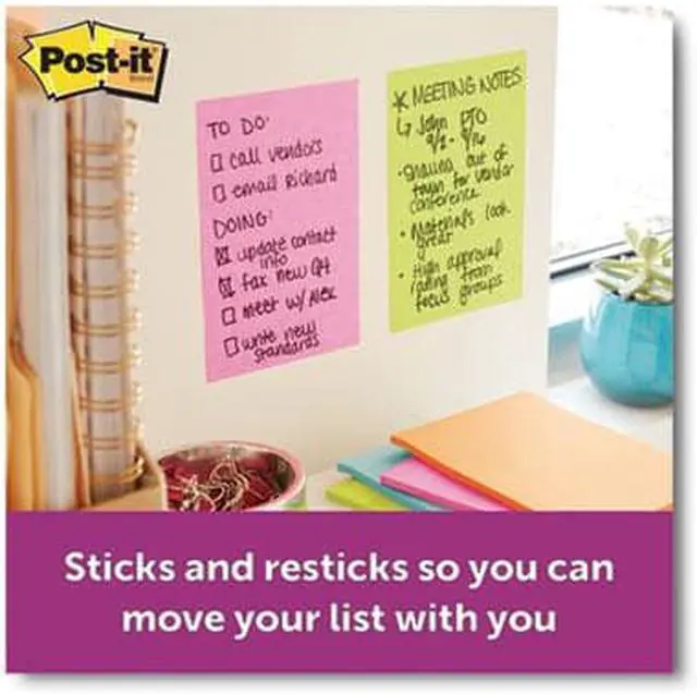 Alt view image 13 of 20 - Post-it Super Sticky Pads in Miami Colors 4 x 6 Miami 90/Pad 3 Pads/Pack 6603SSMIA