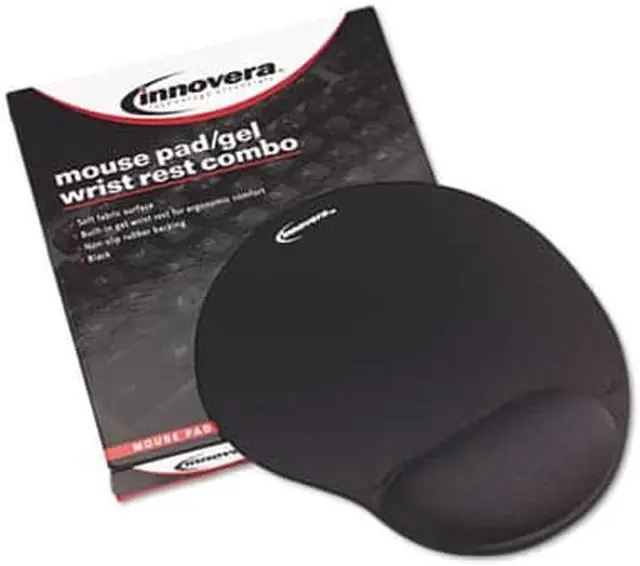 Alt view image 6 of 7 - Innovera Mouse Pad with Fabric-Covered Gel Wrist Rest, 10.37 X 8.87, Black 50448