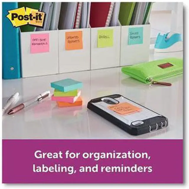 Alt view image 17 of 20 - Post-it Super Sticky Pads in Miami Colors 3 x 3 Miami 90/Pad 5 Pads/Pack 6545SSMIA