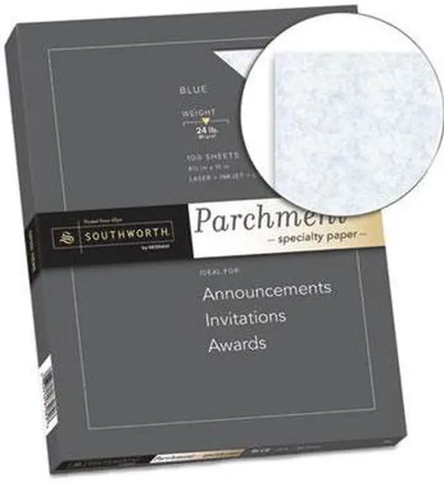 Alt view image 7 of 15 - Southworth Parchment Specialty Paper Blue 24lb 8 1/2 x 11 100 Sheets P964CK336