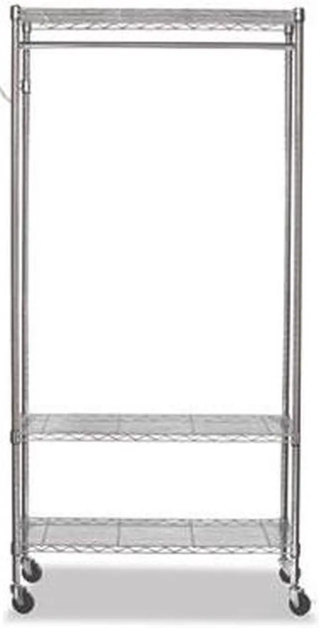 Alt view image 10 of 16 - Alera WIRE SHELVING GARMENT RACK, 30 GARMENTS, 36W X 18D X 75H, SILVER ALEGR363618SR