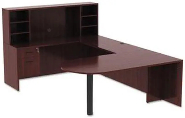 Alt view image 7 of 14 - Alera Valencia Series Reversible Return/Bridge Shell,47 1/4w x 23 5/8d, Mahogany