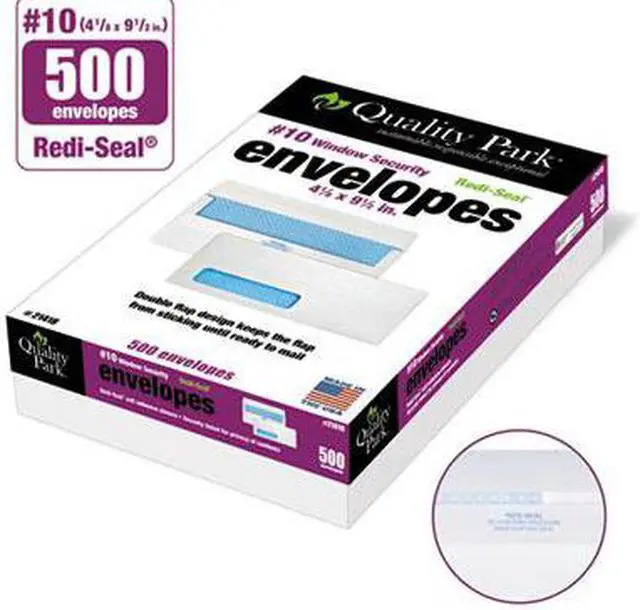 Alt view image 6 of 13 - Quality Park Redi Seal Envelope Security #10 4 1/8 x 9 1/2 Window White 500/Box 21418