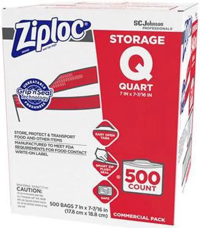 Alt view image 2 of 3 - Ziploc Double Zipper 1 Quart Food Storage Bags, 500 Bags (SJN682256)
