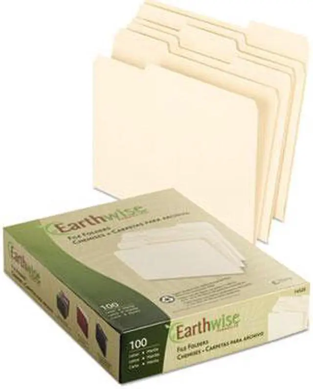 Alt view image 4 of 7 - Pendaflex Earthwise 100% Recycled Paper File Folder 1/3 Cut Letter Manila 100/Box 74520