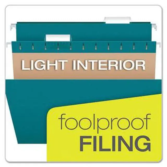 Alt view image 9 of 15 - Pendaflex Essentials Colored Hanging Folders 1/5 Tab Letter Teal 25/Box 81614