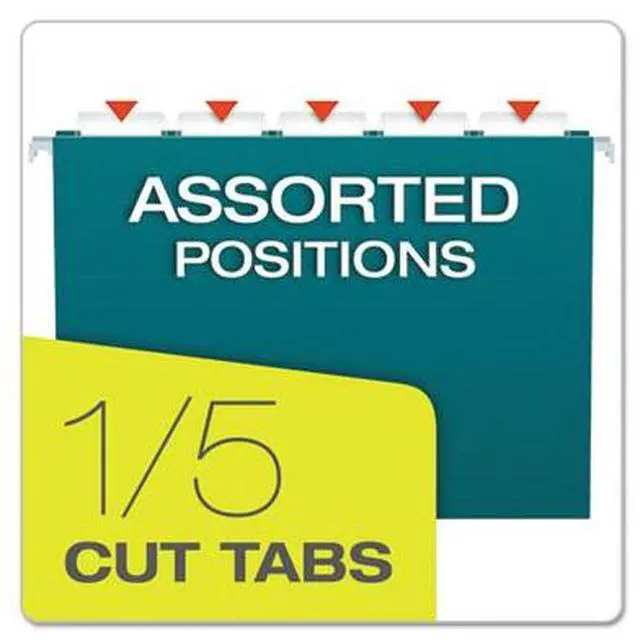 Alt view image 6 of 15 - Pendaflex Essentials Colored Hanging Folders 1/5 Tab Letter Teal 25/Box 81614