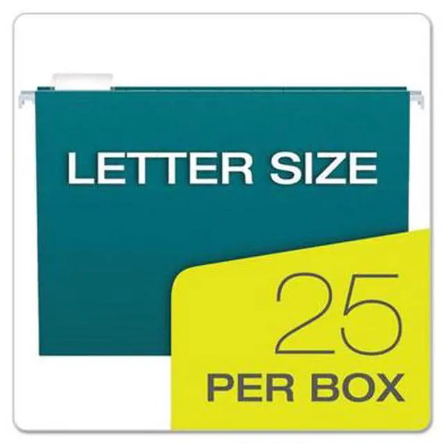Alt view image 7 of 15 - Pendaflex Essentials Colored Hanging Folders 1/5 Tab Letter Teal 25/Box 81614
