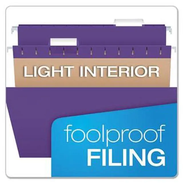 Alt view image 9 of 13 - Pendaflex Essentials Colored Hanging Folders 1/5 Tab Letter Violet 25/Box 81611