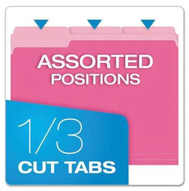 Alt view image 5 of 15 - Pendaflex Colored File Folders 1/3 Cut Top Tab Letter Pink/Light Pink 100/Box 15213PIN