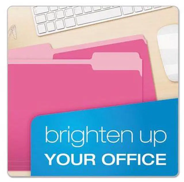 Alt view image 9 of 15 - Pendaflex Colored File Folders 1/3 Cut Top Tab Letter Pink/Light Pink 100/Box 15213PIN