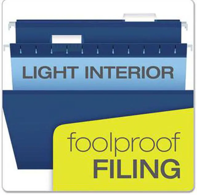 Alt view image 9 of 15 - Pendaflex Reinforced Hanging Folders 1/5 Tab Letter Navy 25/Box 415215NAV