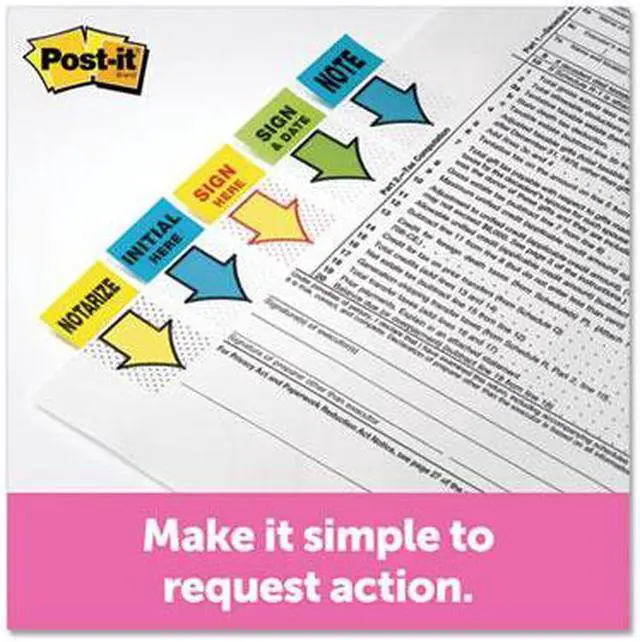 Alt view image 10 of 17 - Post-it Arrow Message 1" Page Flags "Sign and Date" Green 2 50-Flag Dispensers