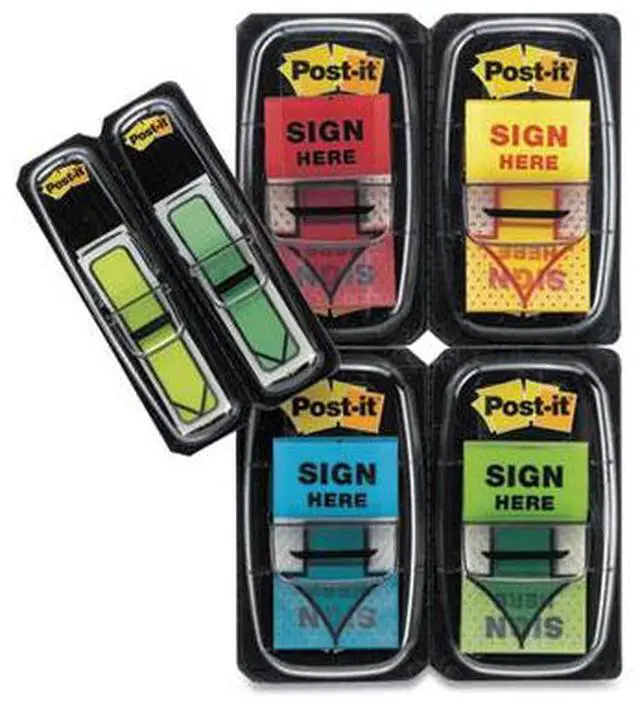 Alt view image 11 of 20 - Post-it Arrow Message 1" Page Flags 200 "Sign Here" 48 Arrow Four Colors 248