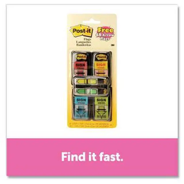 Alt view image 13 of 20 - Post-it Arrow Message 1" Page Flags 200 "Sign Here" 48 Arrow Four Colors 248