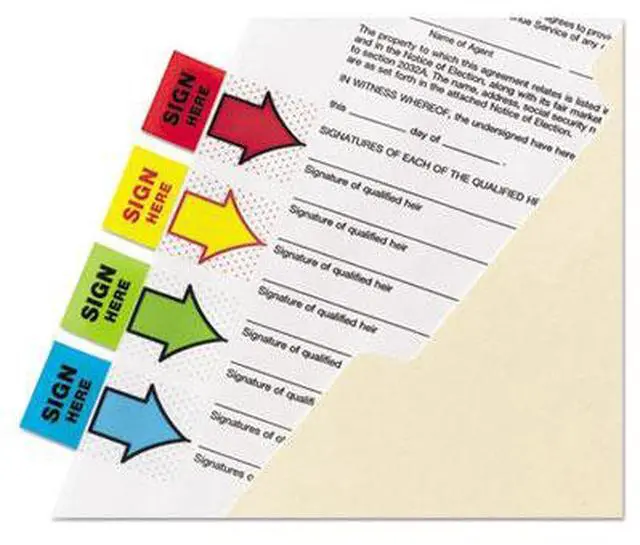 Alt view image 15 of 20 - Post-it Arrow Message 1" Page Flags 200 "Sign Here" 48 Arrow Four Colors 248