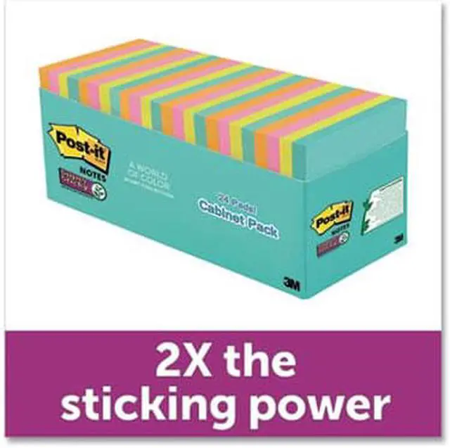 Alt view image 11 of 12 - Post it® Notes Super Sticky Notes, 3" x 3", Miami, Pack Of 24 Pads