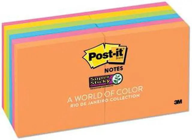 Alt view image 18 of 20 - Post-it Pads in Rio de Janeiro Colors 3 x 3 90-Sheet 12/Pack 65412SSUC
