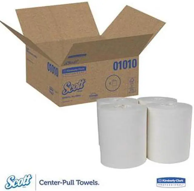 Alt view image 3 of 6 - Scott 01010 White Center-Pull Paper Towel Rolls, 4 Rolls (KCC01010)