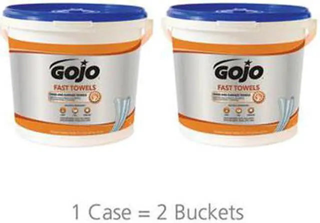 Alt view image 3 of 8 - Gojo FAST TOWELS Hand Cleaning Towels 9 x 10 White 225/Bucket 2 Buckets/Carton 629902CT