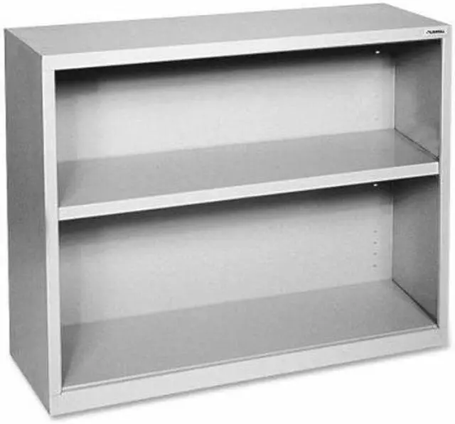 Alt view image 10 of 10 - Lorell Steel Bookcase 2-Shelf 34-1/2"x13"x30" Light Gray 41280