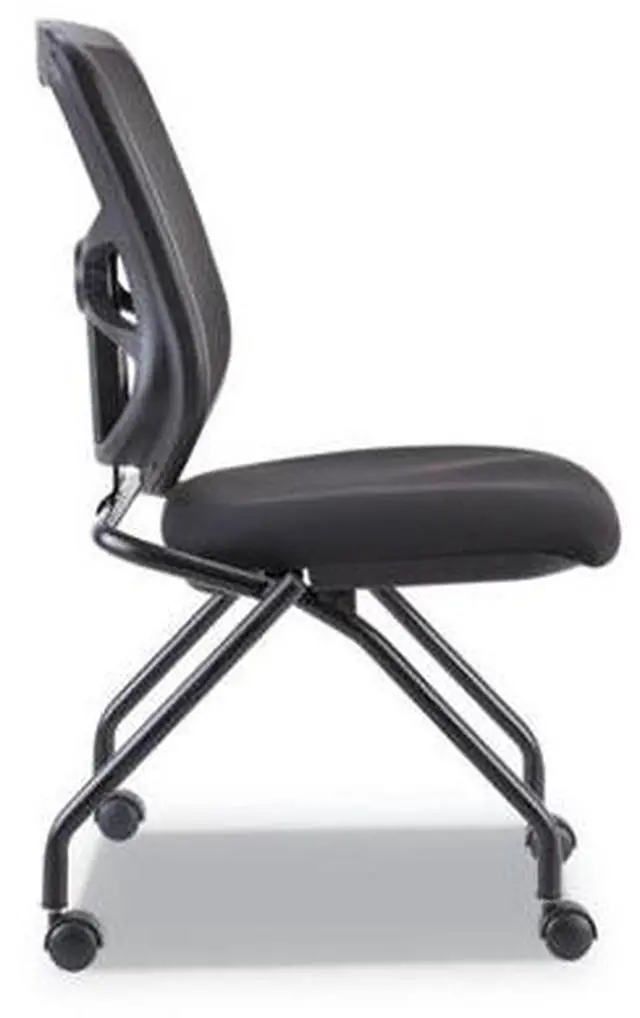 Alt view image 8 of 10 - Alera ALEEL4915 Elusion Mesh Nesting Chairs, Black Seat / Black Back, Black Base, 2/Carton