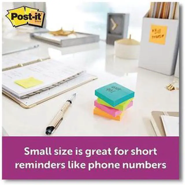 Alt view image 14 of 20 - Post-it Super Sticky Pads in Miami Colors 3 x 3 Miami 90/Pad 5 Pads/Pack 6545SSMIA