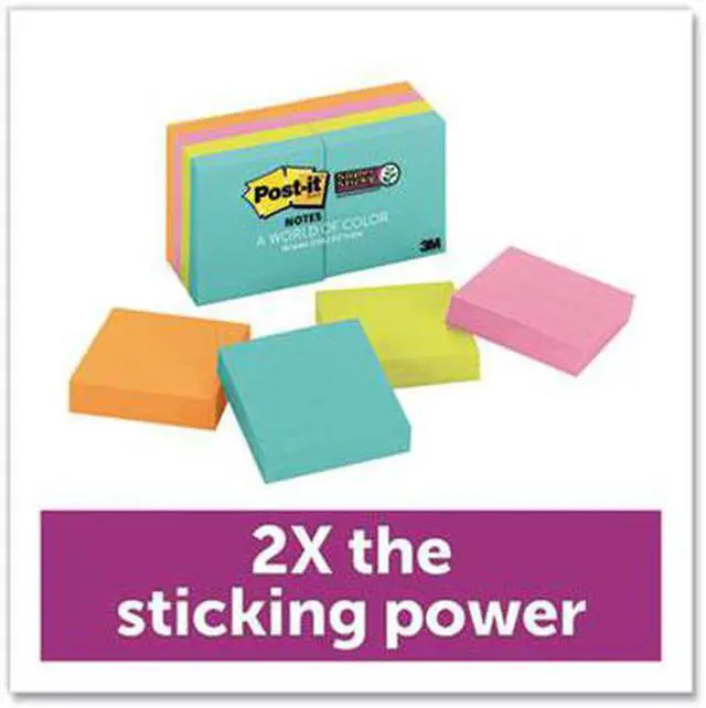 Alt view image 10 of 20 - Post-it Super Sticky Pads in Miami Colors 2 x 2 Miami 90/Pad 8 Pads/Pack 6228SSMIA